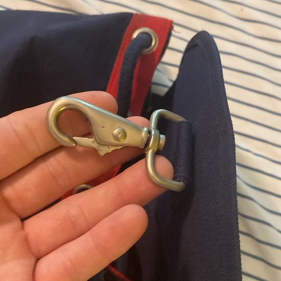 Vtg 90s Tommy Hilfiger Flag Logo Cinch Backpack, Canvas Tote, School Bag - Picture 14 of 16